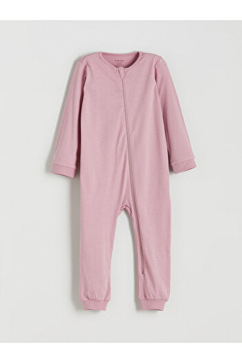 LC Waikiki Lilac Crew Neck Basic Zippered Baby Girl Romper