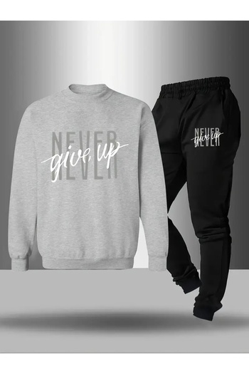 Cevval Children's Printed Crew Neck Sweatshirt and Sweatpants Set 3 Thread Raster for Autumn/Winter