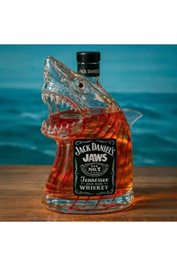 Choice A Jaws Whiskey Bottle Sherum Bruce The Shark Unique Transparent Engraved Animal Shape Glass for Men.