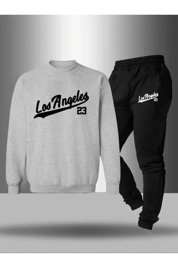 CROPSEL Children's Printed Crew Neck Sweatshirt and Sweatpants Set 3 Thread Raster for Autumn/Winter