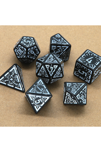 Choice black 7Pcs Polyhedral Metal Dice Set, DND Dice, Club Party, Family RPG, Role Playing, D4, D6, D8, D1
