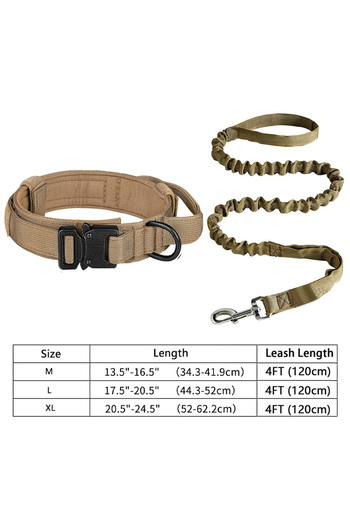 Choice M Dark Khaki Heavy-Duty Military Tactical Dog Collar & Leash Set: Adjustable & Durable For All sized