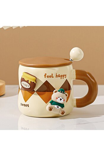 Flippy Ceramic Mug, Flippy, Bear Pattern for Boys, Universal Mug, Tea Mug, Cream