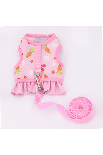 Choice M pink A pet universal rabbit chest strap set with cute radish print outdoor traction rope