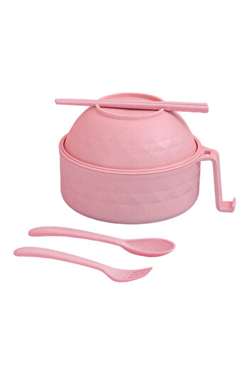 Choice Pink Microwave Ramen Bowl Cooker Set Wheat Straw Instant Noodles Bowl Handles,Ramen Noodle Cooker wi