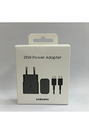 Samsung Black 25W EU Set 25W Super Fast Charger Usb Type C Adapter EU US Galaxy S25 S24 S23 S20 S21