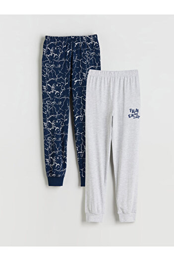 LC Waikiki Navy Blue Elastic Waist Boys' Pajama Bottoms 2-Piece