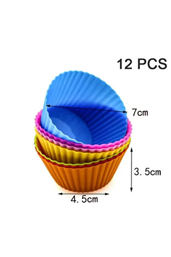 Choice 12PCS Round 6/12PCS Silicone Muffin Mold Round Muffin Cup Heart Cake Baking Mold Kitchen Cooking Sup