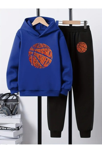 Cevval Set de hanorac și pantaloni de sport cu glugă pentru copii, cu imprimeu, 3 fire, pentru toamna/iarna
