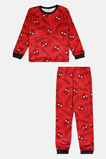 Marvel Toddlers Boy 2 Pieces Spiderman Long Sleeve Top And Bottom Pajama Set, Red