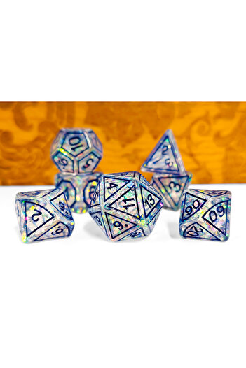 Choice HST80 DND Custom Blue Magic Stone Transparent Resin Material Dice Set Unique Polyhedral Design for D
