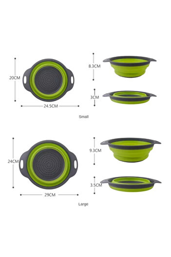 Choice S Green Silicone vegetable and fruit cleaning and drainage basket cleaning basket Folding water filt