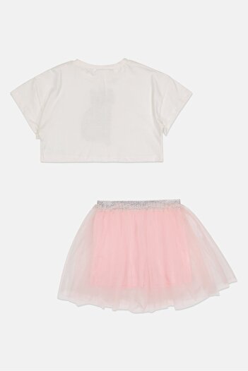 Miss Toddlers Girl 2 Piece Embellished Short Sleeve T-shirt And Skort, Multicolor