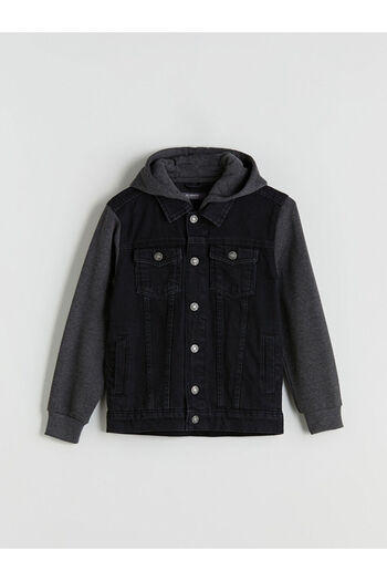 LC Waikiki Black Hooded Boy's Jean Jacket