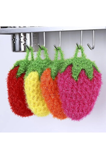 Choice random color 1pc Strawberry Fruit Shaped Crochet Dish Cloth - Durable, Eco-Friendly No Electricity N