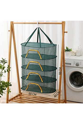 Choice Green 4 Layer-M Food Drying Net Anti-mosquito Foldable Muti-layer Hanging Drying Net for Herbs Hangi