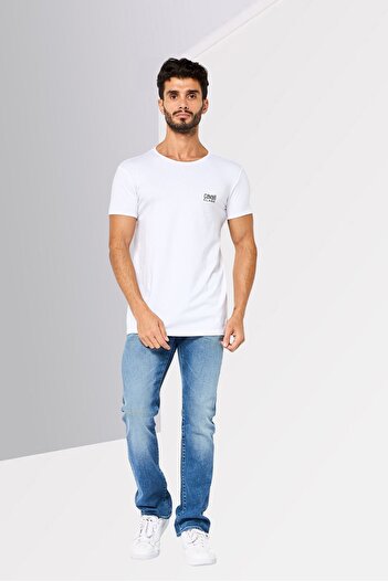 Cavalli Class Men Crew Neck Short Sleeve Brand Logo T-Shirt, White