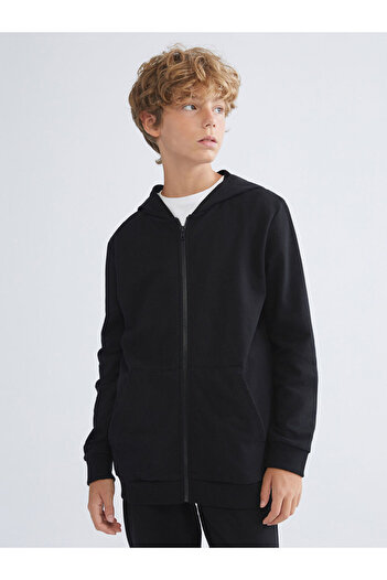 LC Waikiki Black Hooded Boy's Tracksuit Set