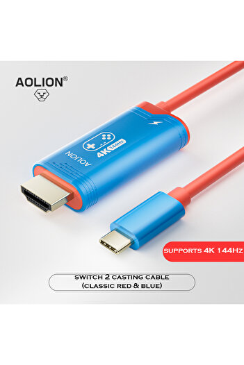 Choice1 4K144HZ red blue Aolion 2M 4K/144HZ Projection Cable For Switch 2 Host Video Cable HD HDMI Display A
