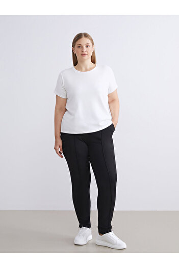 LC Waikiki Black Elastic Waist Carrot Cut Women's Trousers