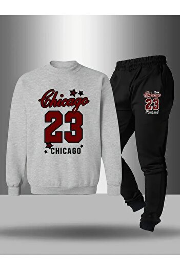 Cevval Children's Printed Crew Neck Sweatshirt and Sweatpants Set 3 Thread Raster for Autumn/Winter