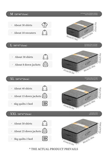 Choice XL Grey Extra - large Capacity Underbed Clothing Storage Bag: Foldable, for Quilts, Blankets, Pants