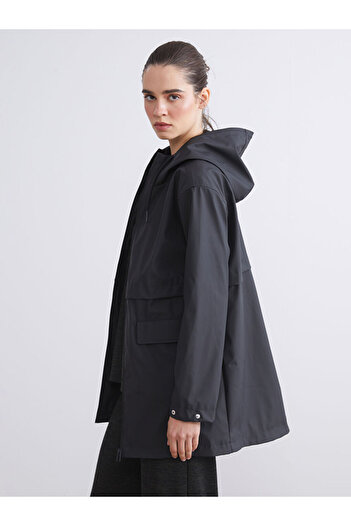 LC Waikiki Black Hooded Women's Raincoat