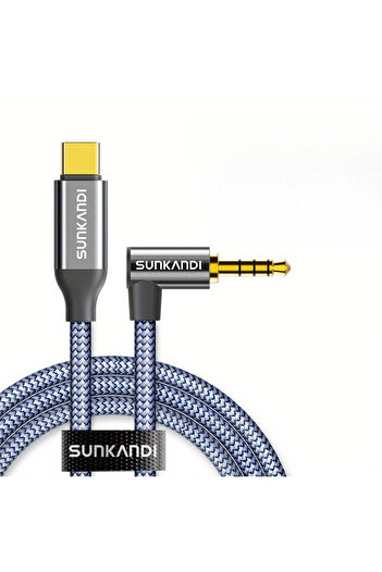 Choice 1.2m gray SUNKANDI USB C to 3.5mm Audio Aux Jack Cable, HiFi Aux 90 Degrees Cord for iPhone 16 15 Sa