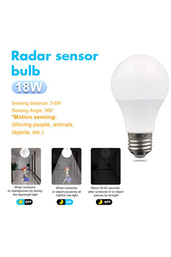 Choice Cold White 18W 1pc Motion Sensor LED Bulb 6W 9W 12W 15W 18W 20W E27 Radar Sensor Light Lamp Lamparas