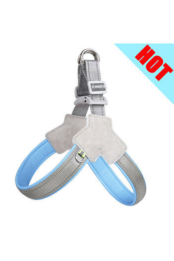 Choice M Blue Pet Dog Harness for Small Medium Big Dogs Cats Hiking Puppy Adjustable Reflective Chest Strap