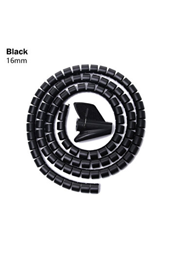 Choice 16mmBK 2M 2M Spiral Cable Wire Protector Cable Organizer Computer Cord Protective Tube Clip Organize