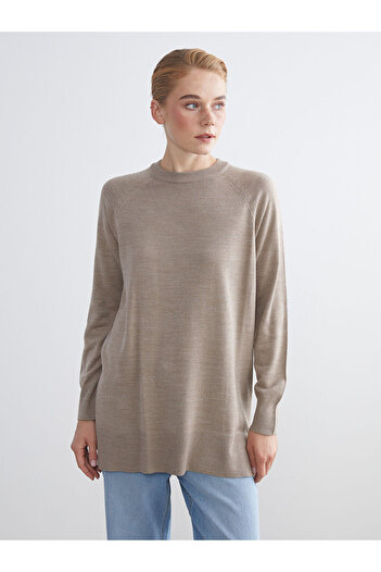 LC Waikiki Beige Crew Neck Women's Knitwear Sweater