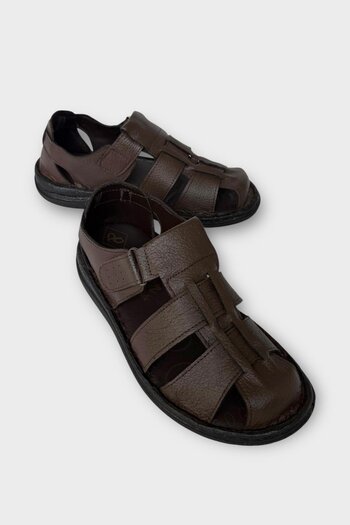 Liger Men's Inside and Outside Genuine Leather Orthopedic Summer Flexible and Very Light Casual Shoes Sandals Brown