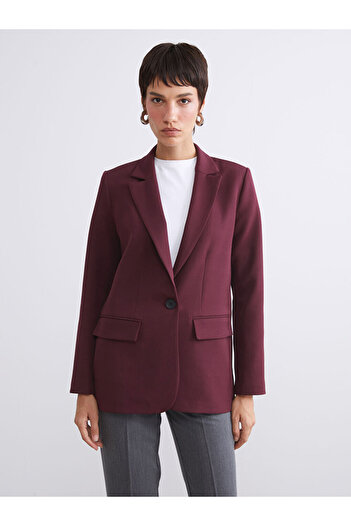 LC Waikiki Burgundy Crepe Women's Blazer Jacket