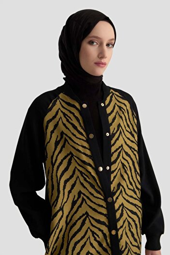 Armine TREND Armine Trend Zebra Patterned Snap Button Tunic Oil Green