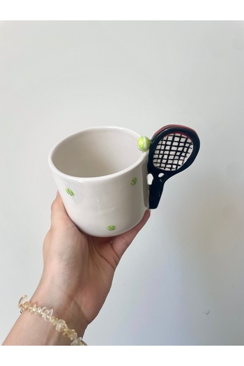 Nouis Handmade Tennis Racket Handle Ceramic Mug