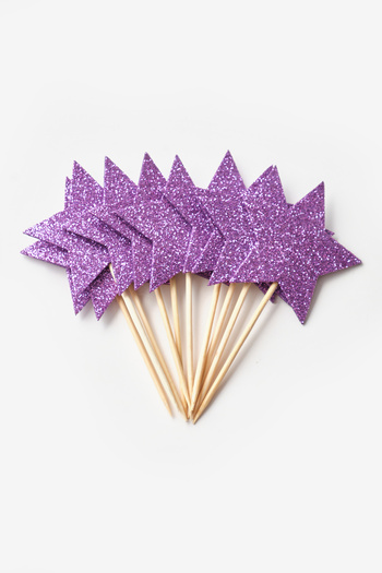 Le Mabelle Lilac Glitter 10-Piece Star Toothpick Set