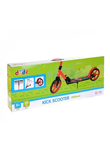 hak-iş oyuncak Dude 2 Teker Katlanabilir Kırmızı Scooter - Ayarlanabilir Direksiyon , Destek Ayağı (1 adet)