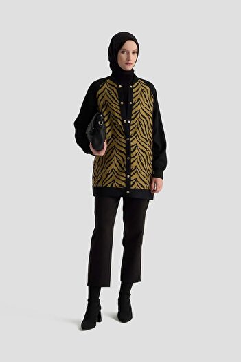 Armine TREND Armine Trend Zebra Patterned Snap Button Tunic Oil Green
