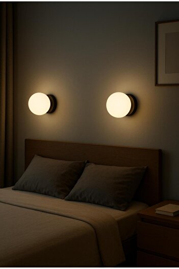 VENON 2 Pieces Globe Sconce E-27 Black White Globe Glass 15 cm Wall Lamp Living Room Corridor Bedroom Hotel