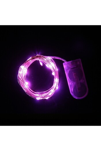 Flippy Christmas Light Installation, 1 meter, 10 LEDs, Pink, Battery-powered, Copper Wire, Linear, Indoor/O