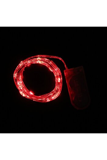 Flippy Christmas light installation, 1 meter, 10 LEDs, Red, battery-powered, copper wire, linear, indoor/ou