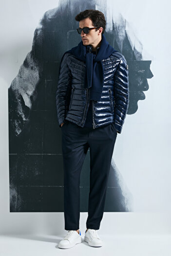 Lufian Luc Men's Goose Feather Coat Navy Blue
