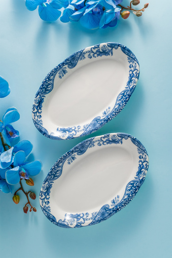 Fecra Vintage Blue 2'Li Kayık Tabak