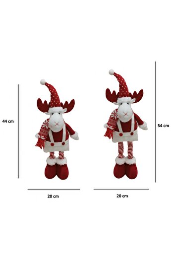 Flippy Decorative Figurine, For Christmas, Flippy, Telescopic Legs, Height 44-54cm, Hat Hearts, White/Red