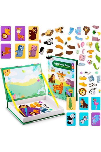 LikeSmart Carte Magnetica cu Puzzle "Likesmart Magnetic Book - Animals", fundal magnetic, cutie depozitare in