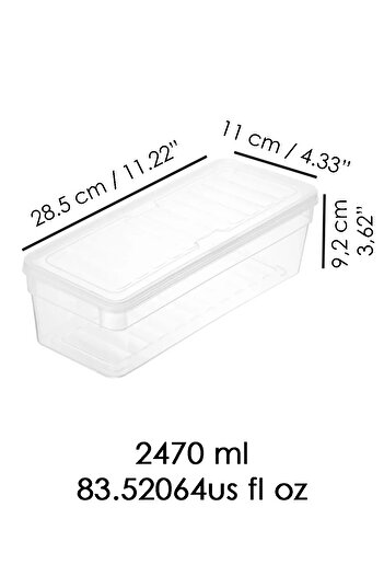 Meleni Home 1 Adet Derin Mikrodalga Uyumlu Saklama Kabı - Organizer Düzenleyici Gıda Erzak Kabı 2470 ml Şeffaf