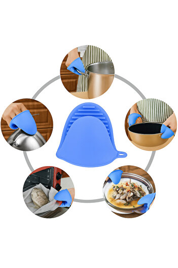 zola Set 2 manusi din silicon pentru bucatarie, rezistenta la caldura, albastru