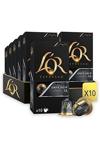 L'OR - Espresso Coffee - Onyx - Core Collection - Intensity 12 - Dark Roast - 100 Aluminium Capsules