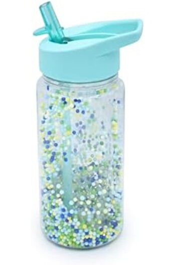 Melii Double-Wall Water Bottle With Straw - Sparkles & Balls for Sensory Play - For Babies, Toddlers